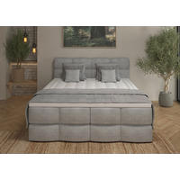 BOXSPRINGBETT 160/200 cm,  in Grau, gepolstertes Kopfteil, Bettkasten, Topper, Matratzen, H3 + H3 = fest  - Schwarz/Grau, Design, Kunststoff/Textil (160/200cm) - Chameo