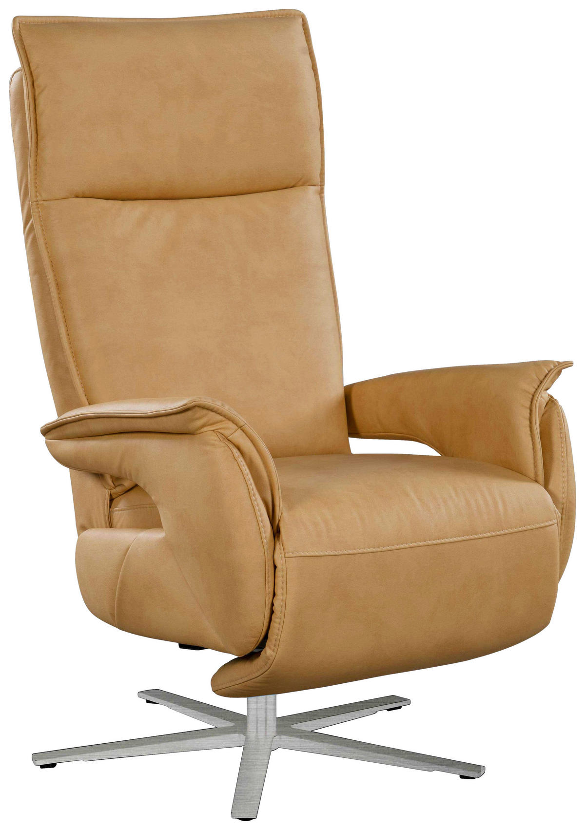 RELAXSESSEL Lederlook (vegan)    - Edelstahlfarben/Gelb, MODERN, Textil/Metall (77/116/80cm) - Cantus