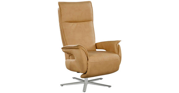 FERNSEHSESSEL  mit Lederlook (vegan) Gelb  - Edelstahlfarben/Gelb, MODERN, Textil/Metall (77/116/80cm) - Cantus