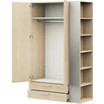 KLEIDERSCHRANK 2-türig Eichefarben  - Edelstahlfarben/Eichefarben, Design, Holzwerkstoff/Metall (126,3/213,6/59,3cm) - Cantus