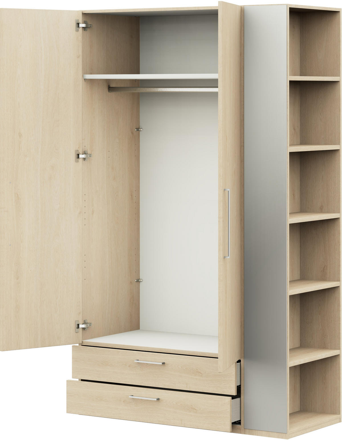 KLEIDERSCHRANK  in Eichefarben  - Edelstahlfarben/Eichefarben, Design, Holzwerkstoff/Metall (126,3/213,6/59,3cm) - Cantus
