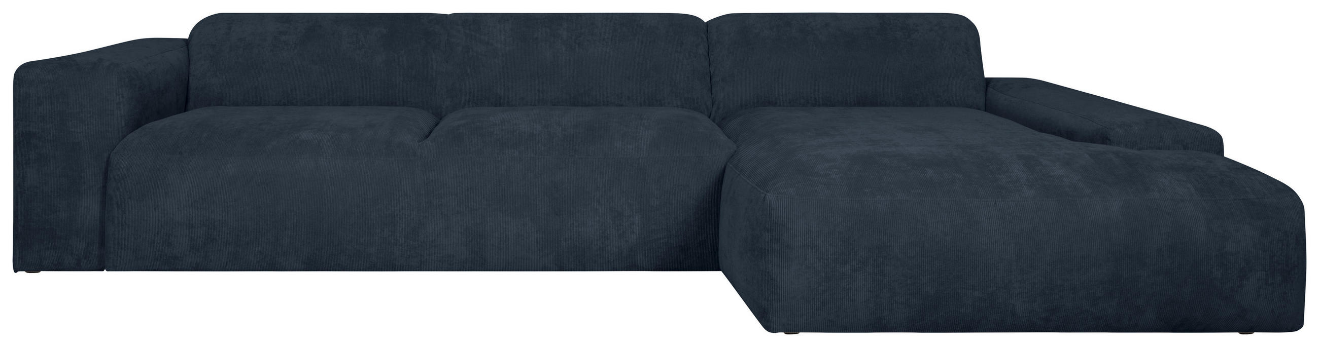ECKSOFA HANNAH Blau Cord  - Blau/Schwarz, Design, Kunststoff/Textil (343/170cm) - MID.YOU