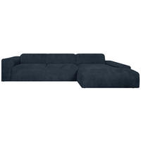 ECKSOFA HANNAH Blau Cord  - Blau/Schwarz, Design, Kunststoff/Textil (343/170cm) - MID.YOU