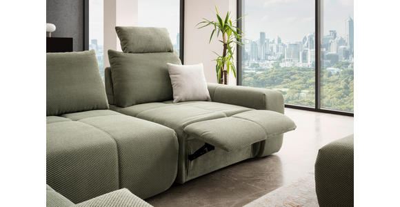 ECKSOFA in Velours Olivgrün 326/236 cm - Schwarz/Olivgrün, Design, Kunststoff/Textil (326/236cm) - Xora