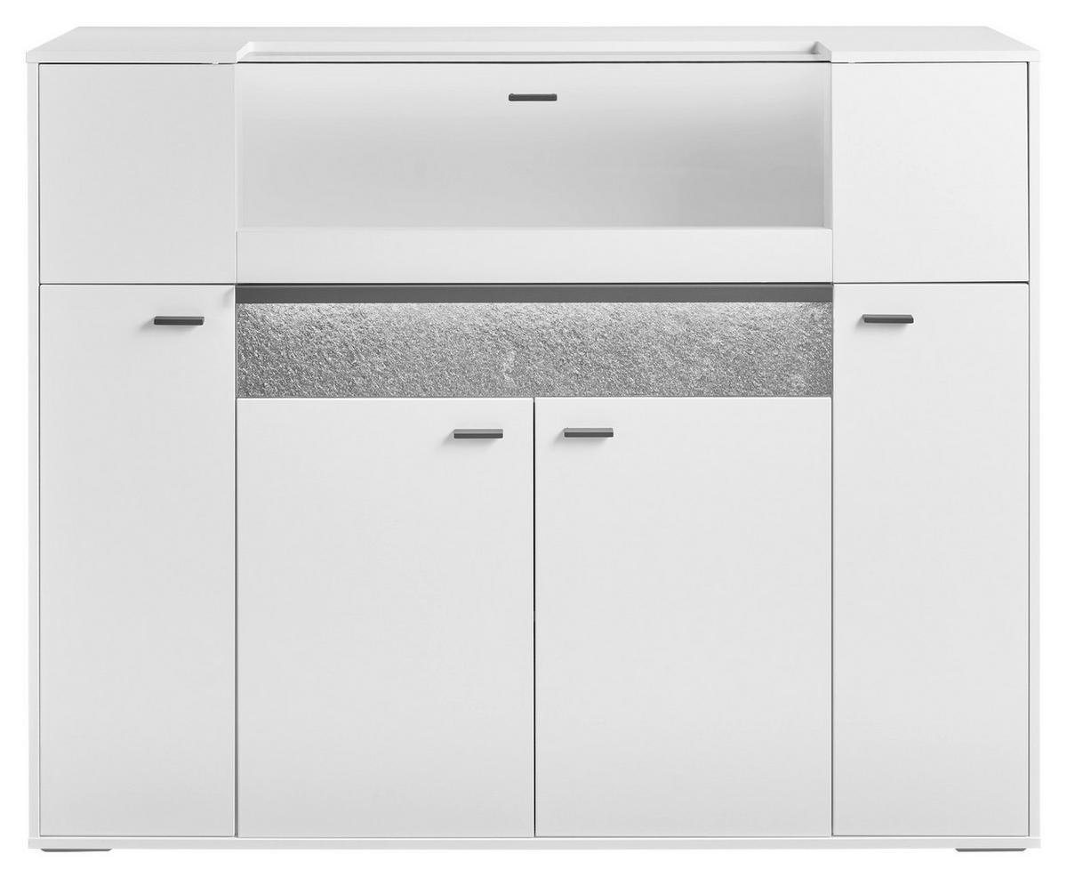 HIGHBOARD  in 153,5/122,1/43,8 cm  - Dunkelgrau/Weiß, Design, Glas/Holzwerkstoff (153,5/122,1/43,8cm) - SetOne by Musterring