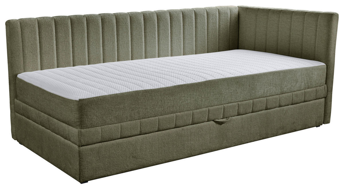 SCHLAFSOFA ROMA in Chenille, Jacquard Grün  - Schwarz/Grün, Design, Kunststoff/Textil (212/83/99cm) - MID.YOU