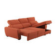 ECKSOFA in Velours Terracotta  - Terracotta/Schwarz, KONVENTIONELL, Kunststoff/Textil (285/177cm) - Carryhome
