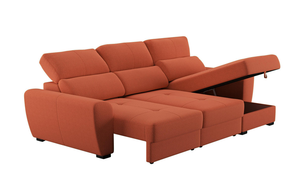 ECKSOFA in Velours Terracotta  - Terracotta/Schwarz, Konventionell, Kunststoff/Textil (285/177cm) - MID.YOU