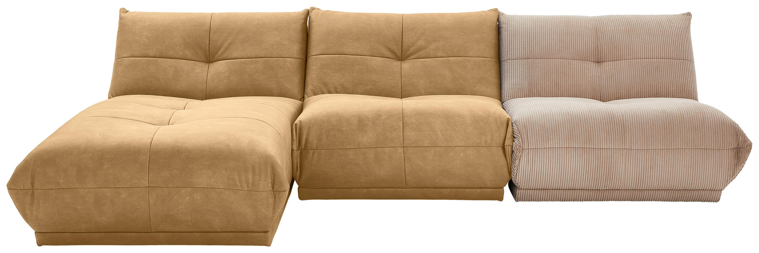 ECKSOFA Taupe, Hellbraun Cord, Lederlook  - Taupe/Hellbraun, Trend, Textil (185/315cm) - Livetastic