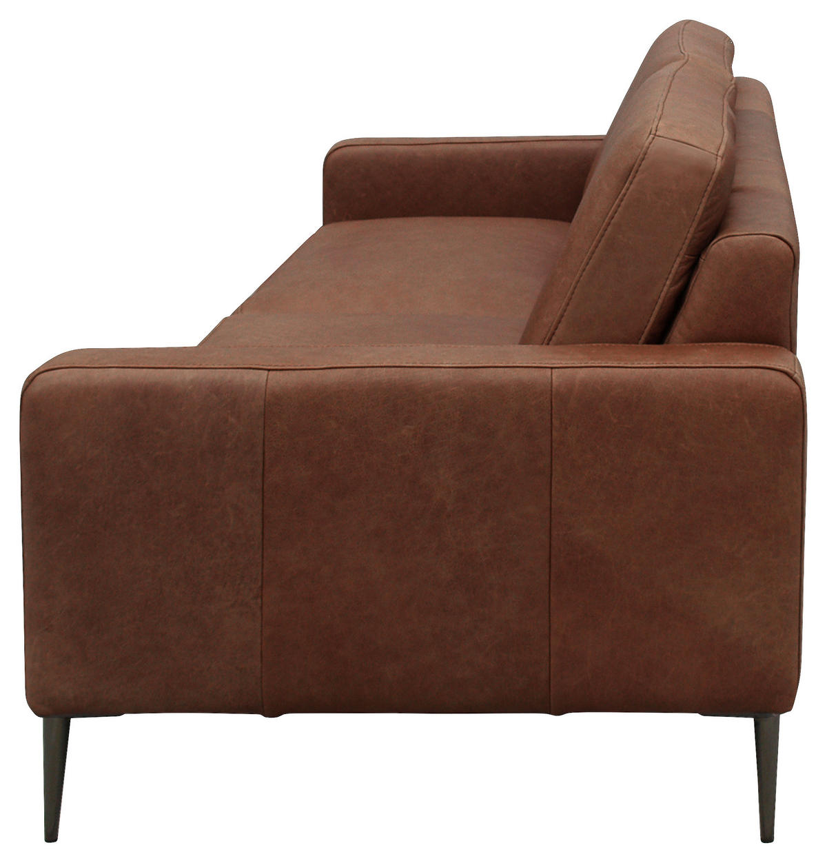 3,5-SITZER in Echtleder Dunkelbraun  - Dunkelbraun/Schwarzchrom, Design, Leder/Metall (207/85/92cm) - Livetastic