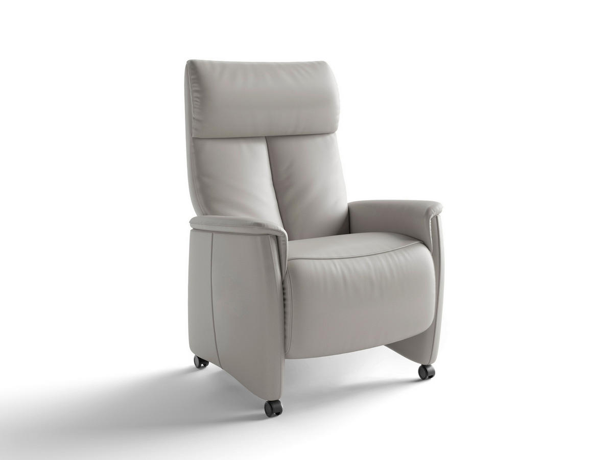 RELAXAČNÉ KRESLO, koža, svetlosivá - čierna/svetlosivá, Basics, koža/plast (76/110/84cm) - Sit & More