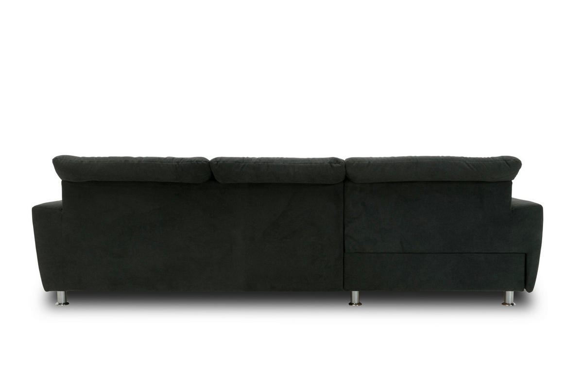 ECKSOFA MERIDIAN Schwarz Mikrofaser Rücken echt  - Chromfarben/Schwarz, KONVENTIONELL, Textil/Metall (171/278cm) - MID.YOU