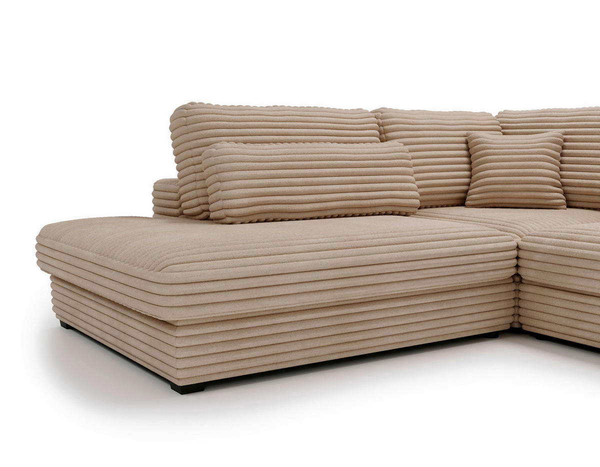 ECKSOFA in Cord, Plüsch Braun  - Schwarz/Braun, Design, Kunststoff/Textil (244/332cm) - Livetastic