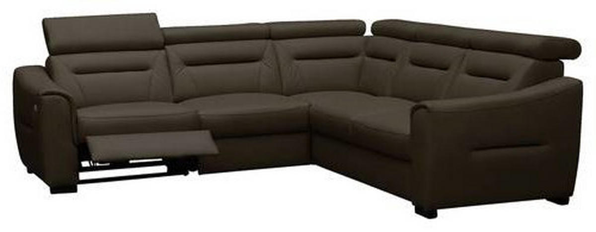ECKSOFA Lederlook Echtleder Dunkelbraun  - Wengefarben/Dunkelbraun, Design, Leder/Holz (260/260cm) - Celina Home