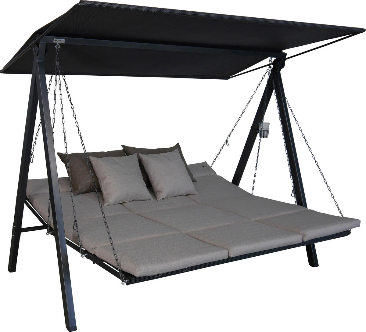 HOLLYWOODSCHAUKEL 210/160/145 cm  - Sandfarben/Dunkelgrau, Basics, Textil/Metall (210/160/145cm) - Boxxx