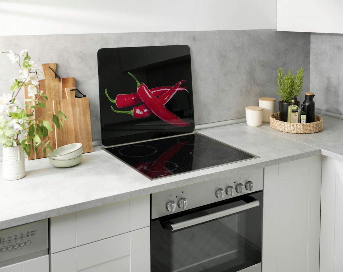 HERDABDECKPLATTE 2712918100  - Rot/Schwarz, Design, Glas/Kunststoff (56/0,5/50cm) - Wenko