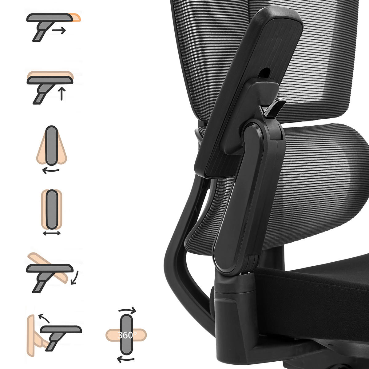 DREHSTUHL Flachgewebe Schwarz  - Schwarz, MODERN, Kunststoff/Textil (68/140/67cm) - MID.YOU