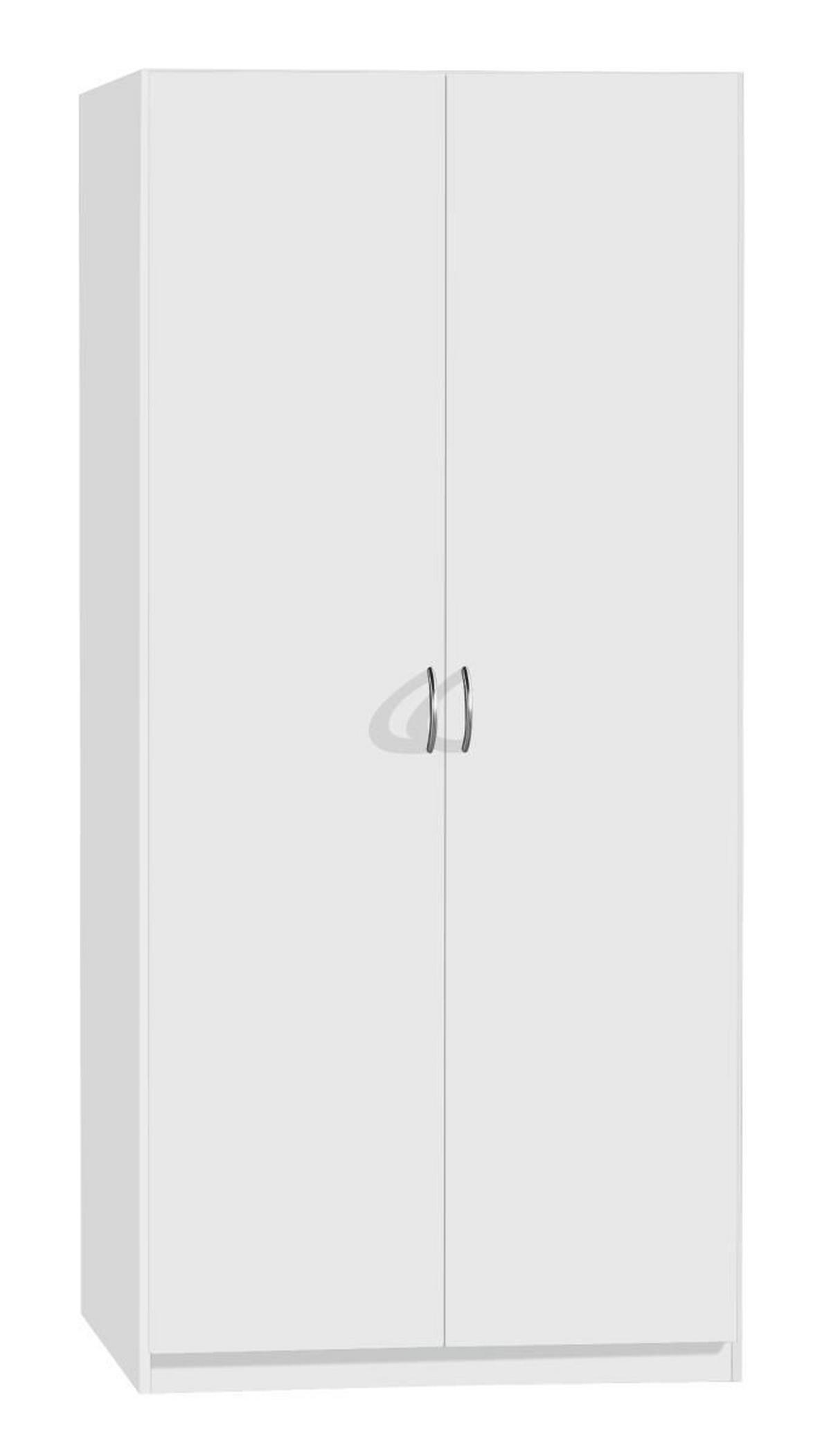 DREHTÜRENSCHRANK in Weiss  - Weiss/Silberfarben, Design, Holzwerkstoff/Kunststoff (91/197/54cm) - Boxxx