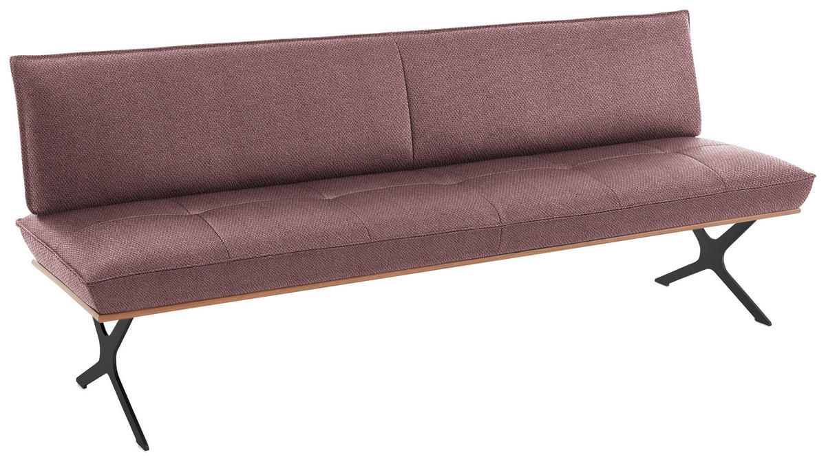 SITZBANK 214/88/66 cm  in Schwarz, Nussbaumfarben, Altrosa  - Nussbaumfarben/Schwarz, Design, Holz/Textil (214/88/66cm) - Koinor