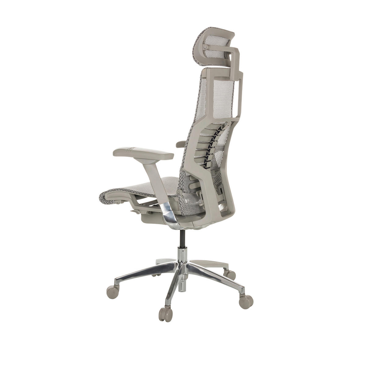 DREHSTUHL  in Netz Hellgrau  - Hellgrau/Alufarben, Basics, Kunststoff/Textil (67/119-135/60cm) - MID.YOU