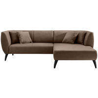 ECKSOFA in Lederlook Braun  - Schwarz/Braun, Modern, Holz/Textil (264/160cm) - Livetastic