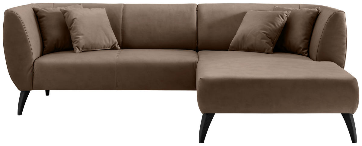 ECKSOFA in Lederlook Braun  - Schwarz/Braun, Modern, Holz/Textil (264/160cm) - Livetastic