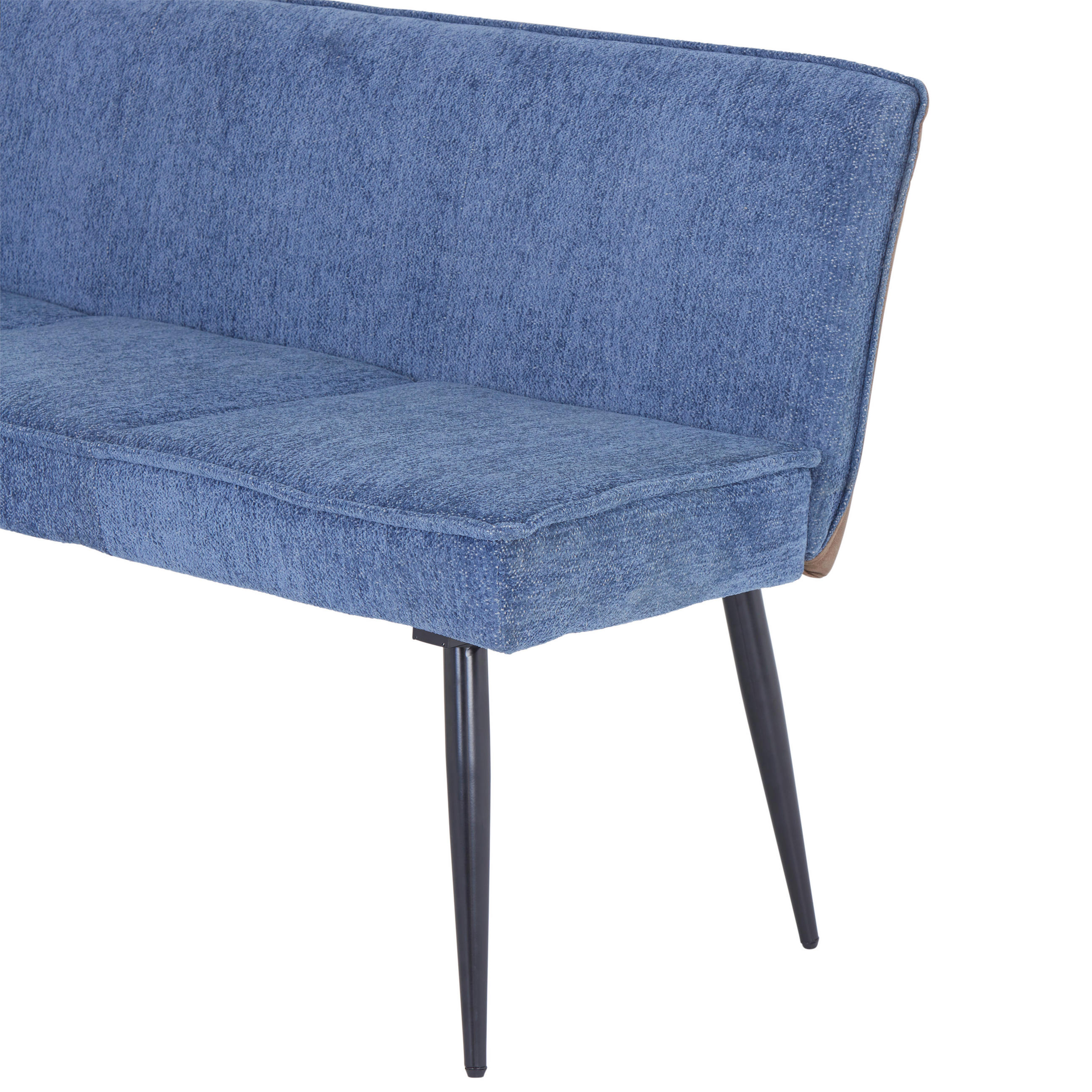 ECKBANK 194/154 cm Leinenoptik, Webstoff Braun, Blau - Blau/Schwarz, MODERN, Textil/Metall (194/154cm) - MID.YOU