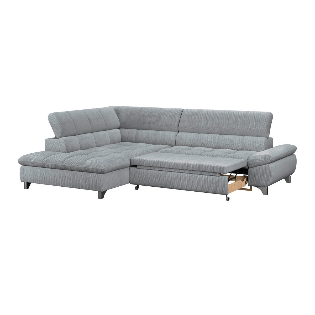 ECKSOFA Grau Chenille  - Chromfarben/Grau, KONVENTIONELL, Textil/Metall (234/312cm) - Livetastic