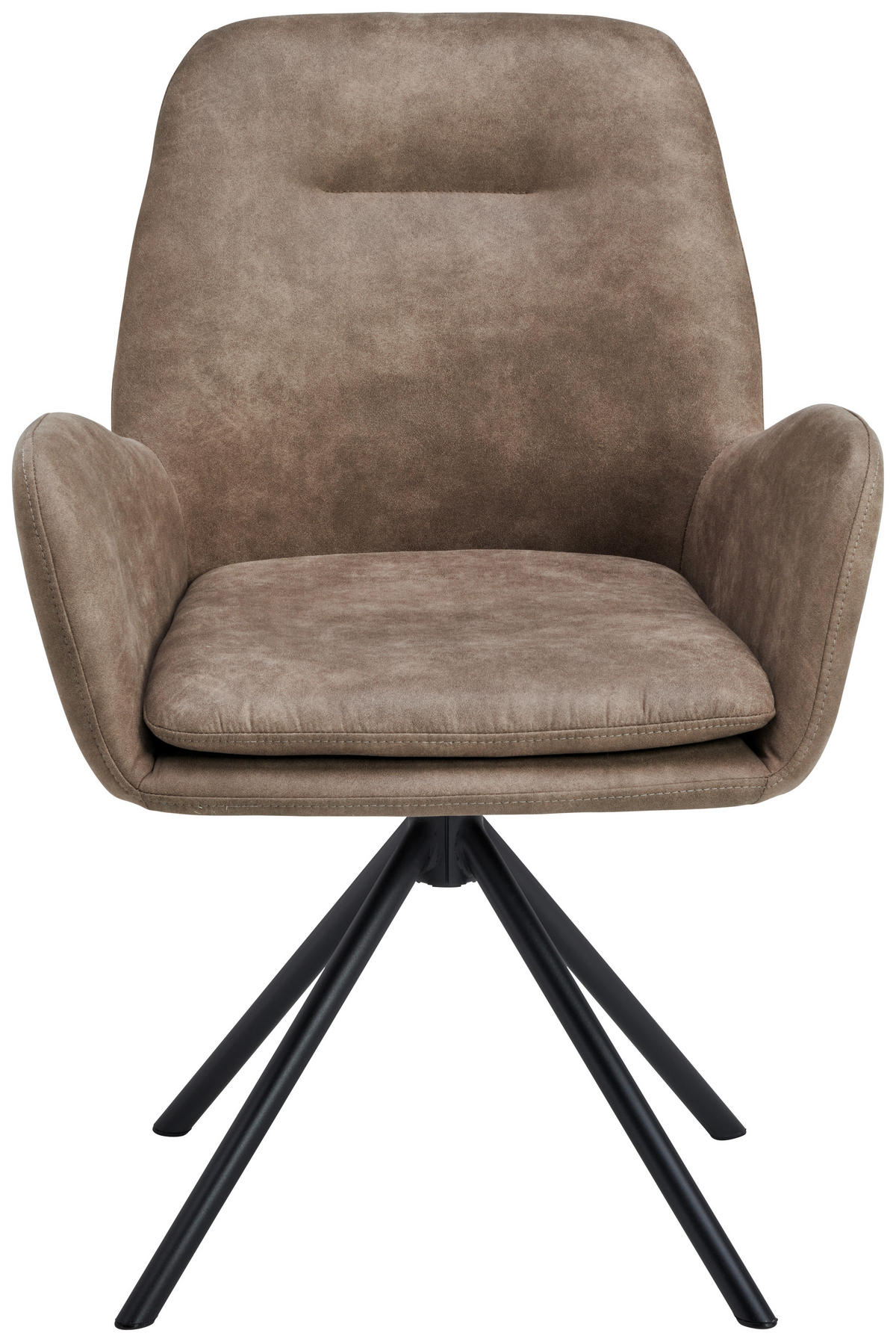 ARMLEHNSTUHL  Sitzfläche 360° drehbar, inklusive Armlehnen Webstoff  - Schwarz/Braun, Basics, Textil/Metall (60.5/88/62cm) - MID.YOU