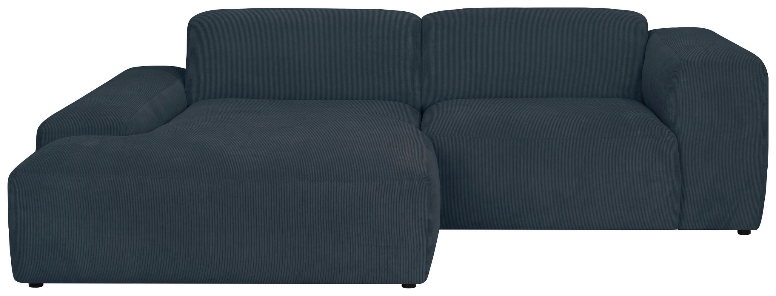 ECKSOFA in Cord Blau  - Blau/Schwarz, Design, Kunststoff/Textil (170/252cm) - MID.YOU