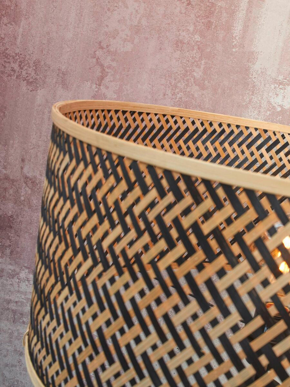 STEHLEUCHTE 50/50/158 cm    - Schwarz/Naturfarben, Trend (50/50/158cm) - Good & Mojo