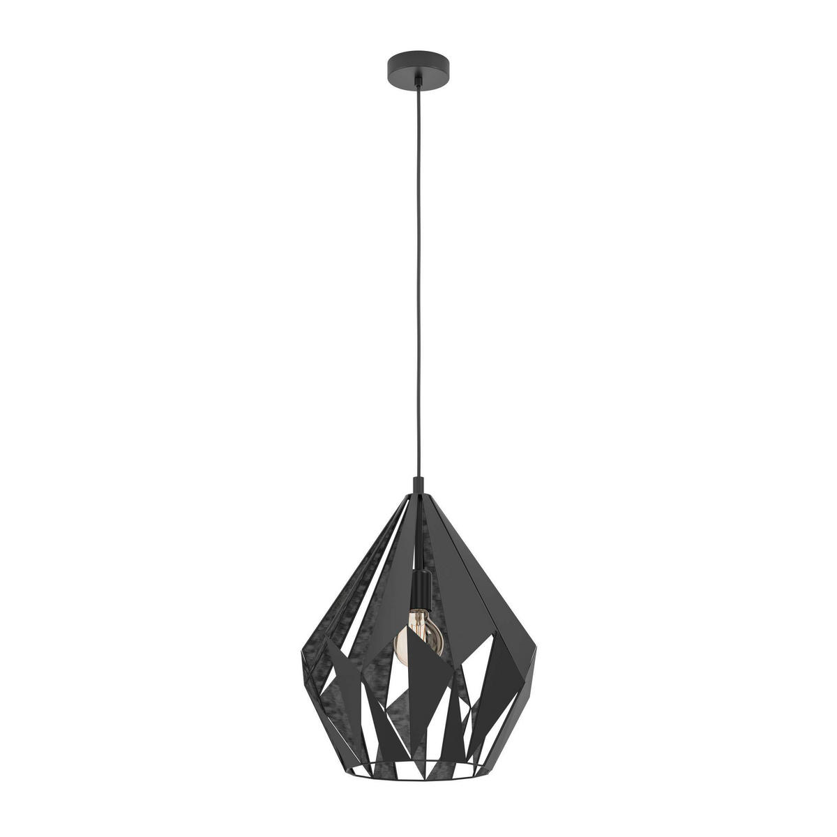 HÄNGELEUCHTE 38,5/150 cm    - Silberfarben/Schwarz, Design, Metall (38,5/150cm) - Eglo