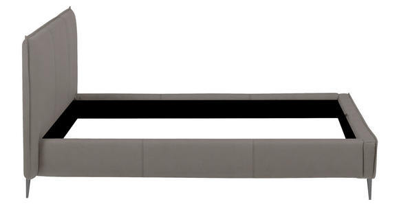 POLSTERBETT 140/200 cm,  in Grau, gepolstertes Kopfteil,  - Schwarzchrom/Grau, KONVENTIONELL, Leder/Metall (140/200cm) - Esposa