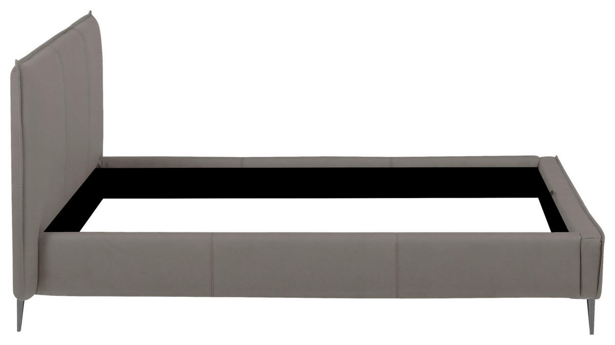 POLSTERBETT 140/200 cm,  in Grau, gepolstertes Kopfteil,  - Schwarzchrom/Grau, KONVENTIONELL, Leder/Metall (140/200cm) - Esposa