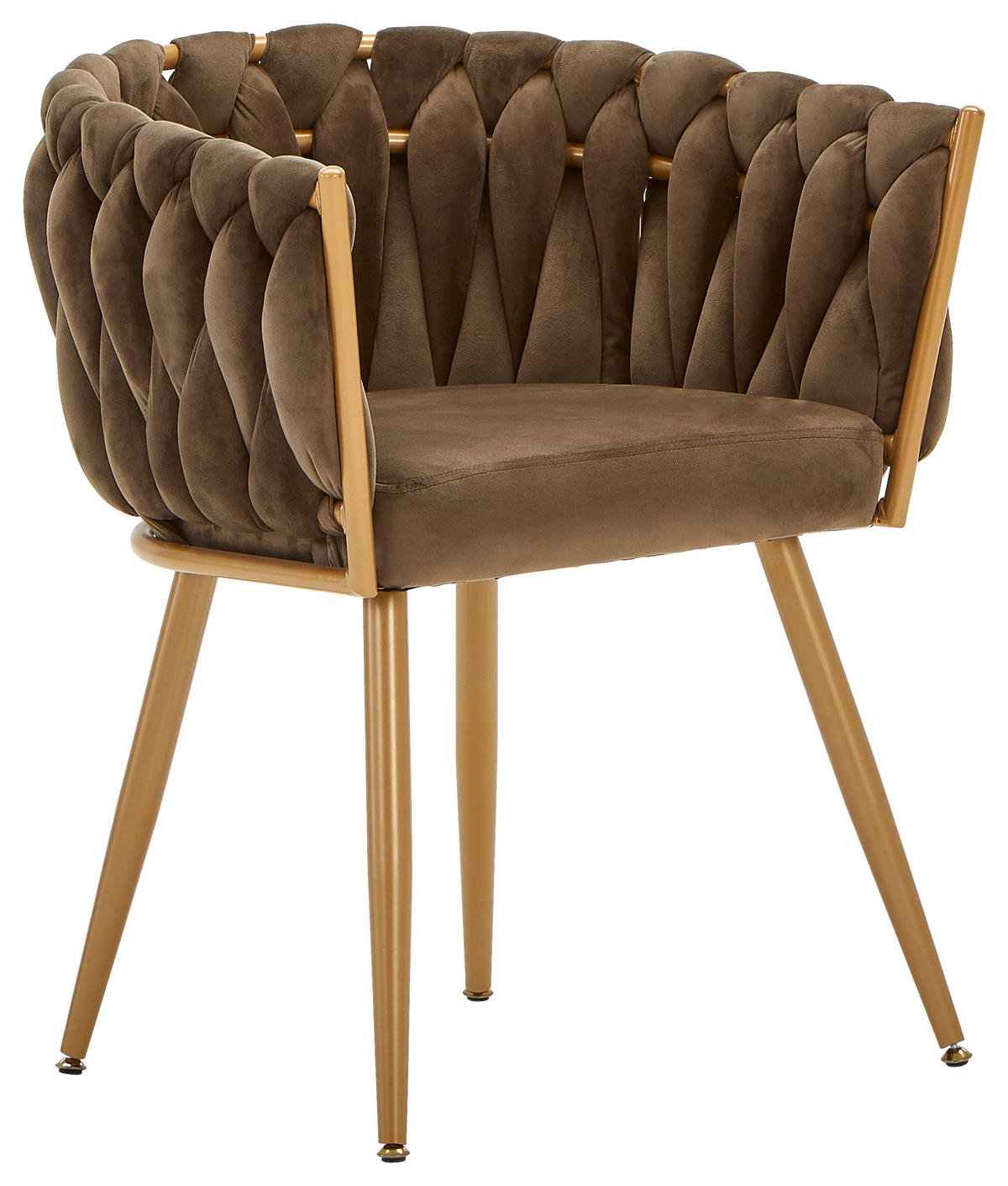 STOLIČKA S PODRÚČKAMI, zamat, hnedá - hnedá/zlatá, Lifestyle, kov/textil (60/78/55cm) - Ambia Home