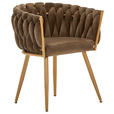 ARMLEHNSTUHL  in Samt  - Goldfarben/Braun, LIFESTYLE, Textil/Metall (60/78/55cm) - Ambia Home