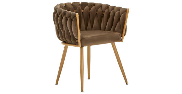 ARMLEHNSTUHL in Samt - Goldfarben/Braun, LIFESTYLE, Textil/Metall (60/78/55cm) - Ambia Home