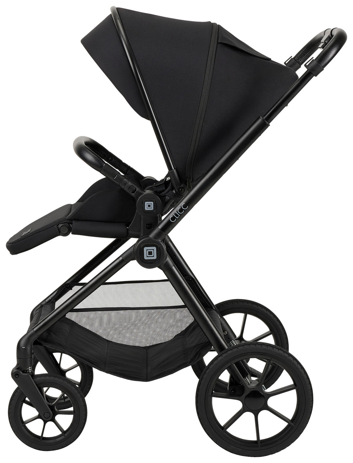 KINDERWAGENSET CLICC  - Schwarz, Basics, Textil/Metall (61/114/84cm) - Moon