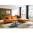 ECKSOFA in Echtleder Orange  308/195 cm  - Schwarz/Orange, Design, Leder/Metall (308/195cm) - Dieter Knoll