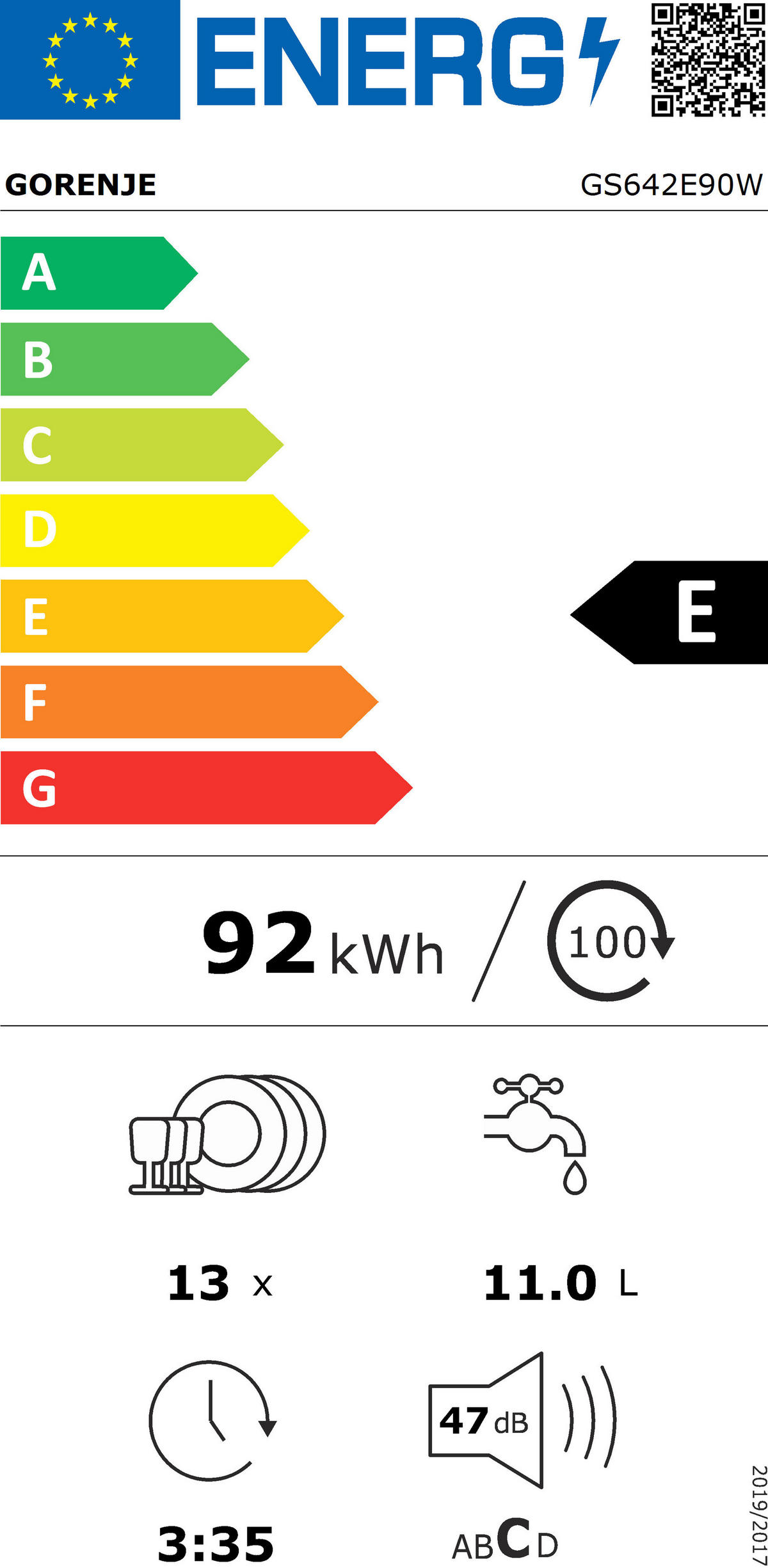 GESCHIRRSPÜLER GS642E90W  - Weiß, Basics, Kunststoff/Metall (59,9/84,5/59,7cm) - Gorenje