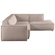 ECKSOFA Taupe Cord  - Taupe/Schwarz, KONVENTIONELL, Kunststoff/Textil (254/224cm) - Hom`in