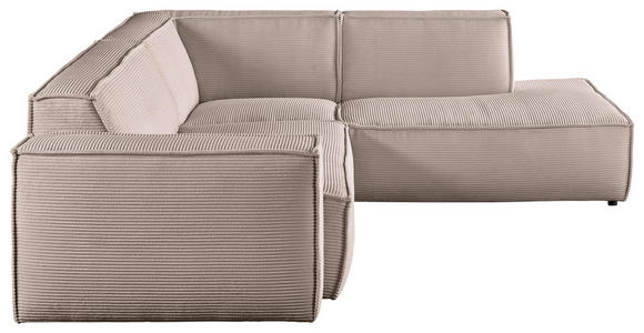 ECKSOFA Taupe Cord  - Taupe/Schwarz, KONVENTIONELL, Kunststoff/Textil (254/224cm) - Hom`in