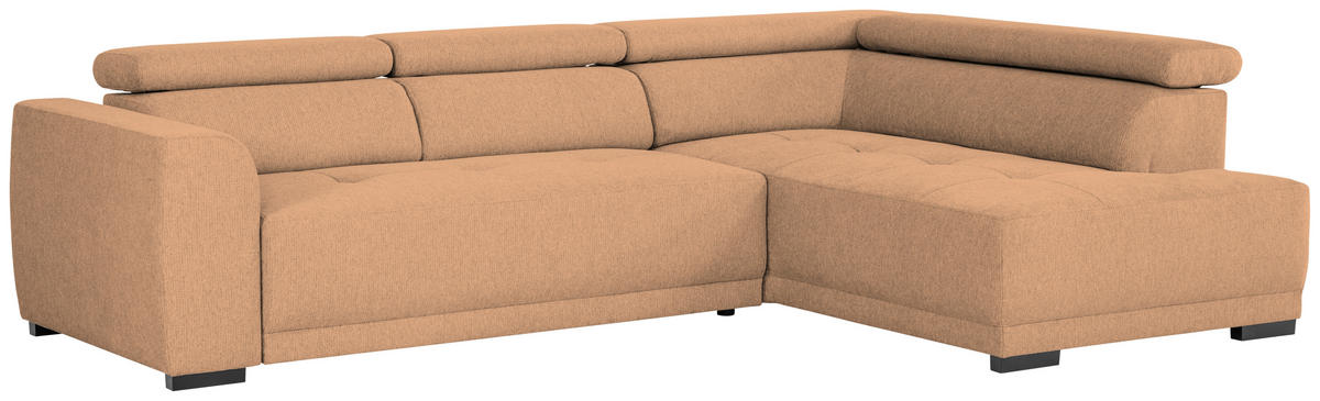 ECKSOFA Ottomane rechts, Eckteil  Rostfarben Struktur  - Rostfarben/Schwarz, Design, Kunststoff/Textil (284/205cm) - Xora