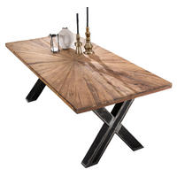 ESSTISCH 180/100/76 cm Echtholz  Holz, Metall rechteckig Naturfarben, Schwarz  - Schwarz/Naturfarben, MODERN, Holz/Metall (180/100/76cm) - MID.YOU