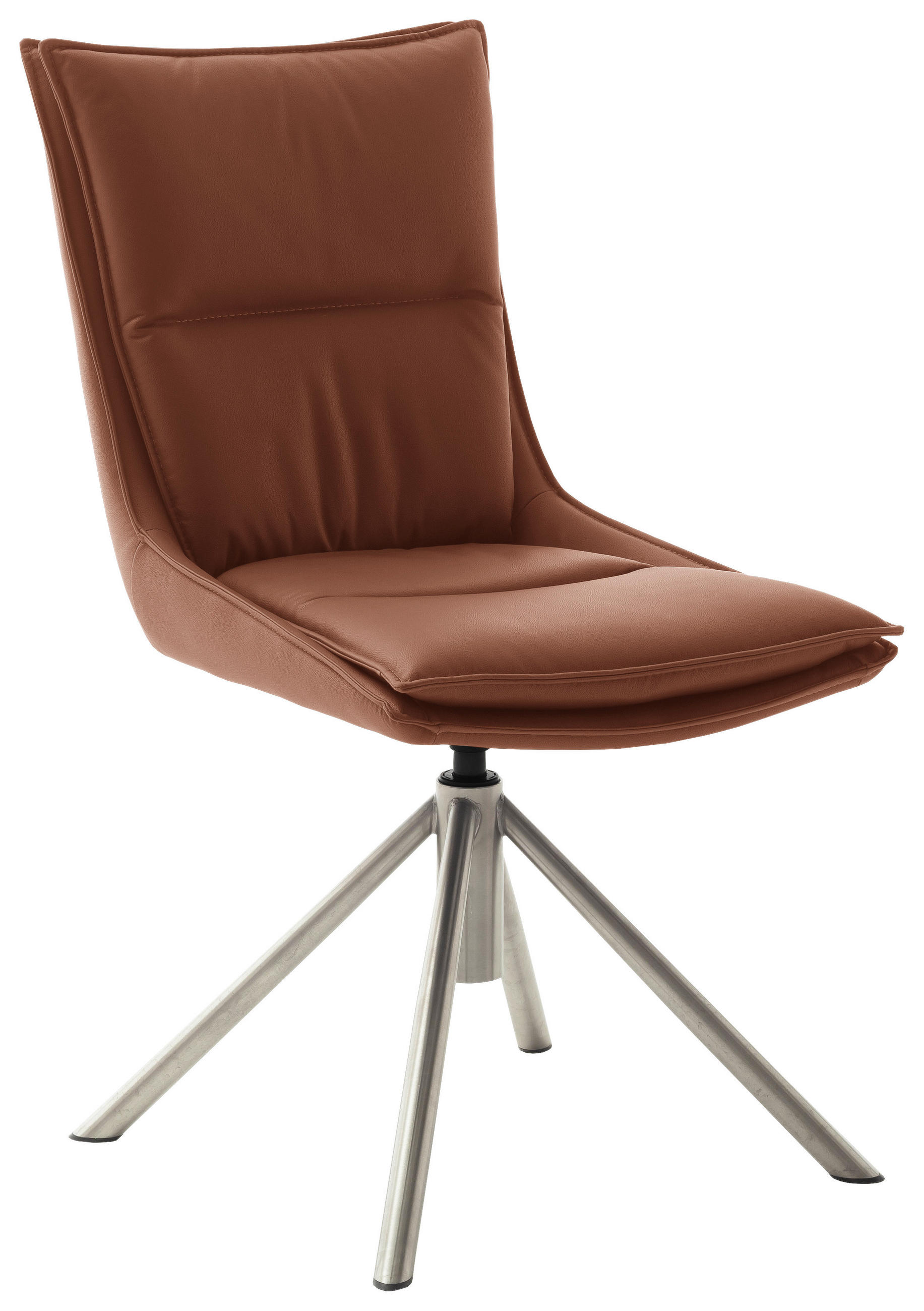 STUHL  Beinauswahl, Stoffauswahl, Sitzfläche 360° drehbar, automatische Rückholfunktion beschichtet, Mikrofaser  Edelstahlfarben, Rostfarben  - Edelstahlfarben/Rostfarben, Design, Textil/Metall (49/90/65cm) - Novel