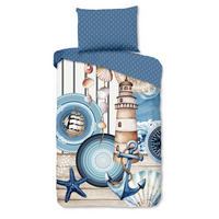 BETTWÄSCHE HIP Satin 140/200 cm  - Blau/Ecru, Design, Textil (140/200cm)