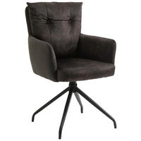 ARMLEHNSTUHL  Sitzfläche 180° drehbar, automatische Rückholfunktion gesteppt  - Dunkelbraun/Schwarz, Design, Textil/Metall (60/92/67cm) - Livetastic