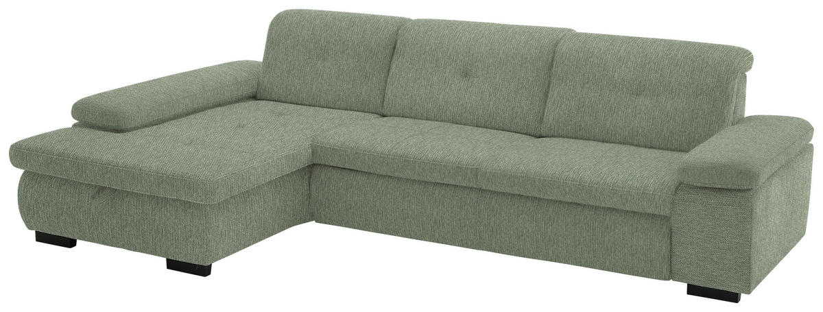 ECKSOFA in Flachgewebe Grün  - Schwarz/Grün, Design, Textil/Metall (174/297cm) - Beldomo Style