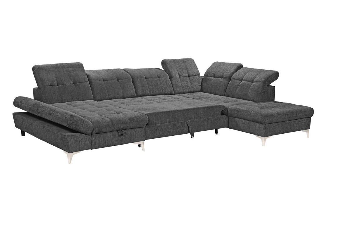 WOHNLANDSCHAFT MERCY Graphitfarben Mikrovelours  - Kaschmir/Graphitfarben, MODERN, Kunststoff/Textil (169/348/245cm) - MID.YOU