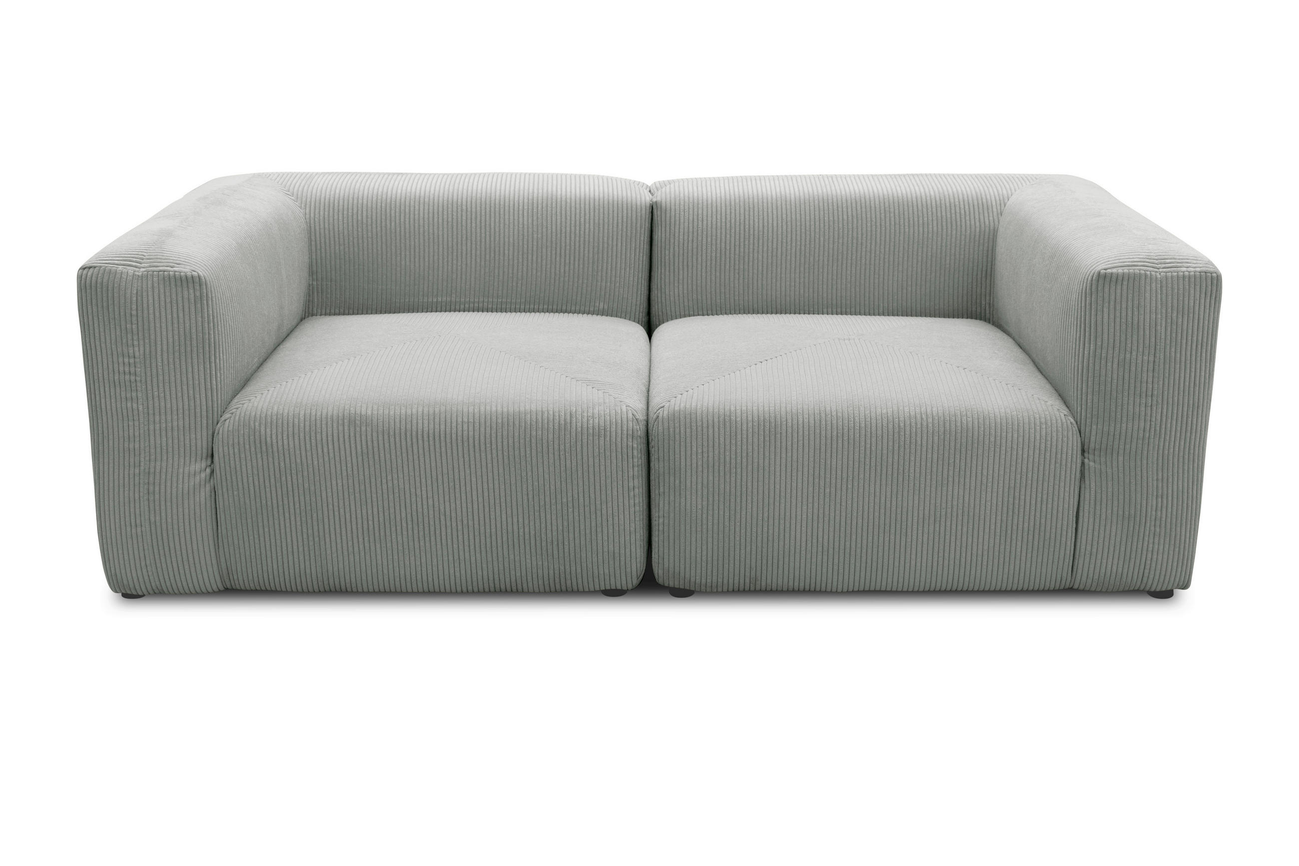2-SITZER-SOFA  in Cord, Mikrofaser Hellgrau  - Hellgrau/Schwarz, Design, Kunststoff/Textil (216/69/108cm) - MID.YOU